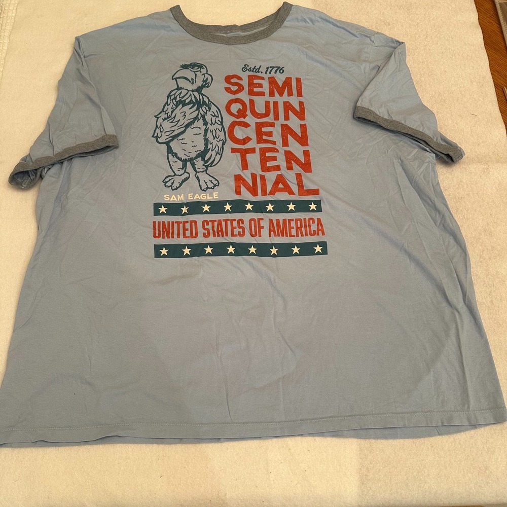 Disney Parks Muppets Sam Eagle Ringer T Shirt 3XL Blue Semi Quincentennial NWT